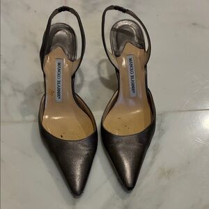 Manolo Blahnik Women's Gunmetal Carolyne 70mm